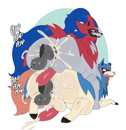 anal anal_penetration animal_genitalia animal_penis anus backsack balls bestiality big_butt blush bodily_fluids butt butt_stack canine_genitalia canine_penis clenched_teeth cum cum_in_ass cum_inside cum_on_butt cum_on_ground cum_while_penetrated cumshot disembodied_penis duo_focus ejaculation erection feral feral_penetrated genital_fluids genitals group huge_butt male male/male male_feral male_penetrated male_penetrating male_penetrating_male multicolored_body nude onomatopoeia penetration penile penile_penetration penis penis_backwards penis_in_ass sex simple_background sound_effects teeth text yellow_eyes sssonic2 nintendo pokemon canid canine canis generation_8_pokemon hero_of_many_battles_zacian hero_of_many_battles_zamazenta legendary_pokemon mammal pokemon_(species) wolf zacian zamazenta 2022 absurd_res digital_media_(artwork) english_text hi_res brother_(lore) brothers_(lore) sibling_(lore)