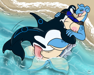 animal_genitalia animal_penis anus beach black_body blue_body blue_stripes breasts cetacean_genitalia cetacean_penis duo female flippers genitals male male/female nipples penis sex stripes tapering_penis taur_on_taur vaginal vulva water flippin-rad nintendo pokemon oan_(ghostofyourdad) aquatic cetacean dolphin generation_1_pokemon lapras mammal oceanic_dolphin orca pokemon_(species) pokemon_taur taur toothed_whale 2024 hi_res