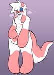 anthro big_bulge blush blush_lines breath bulge looking_down male mastectomy_scar moan null null_bulge null_stimulation pink_body plushie purple_background scar simple_background solo standing touching_bulge touching_null_bulge touching_self whining white_body midnite_fsnax rox_(midnite_fsnax) animate_inanimate living_plushie hi_res trans_(lore) trans_man_(lore)