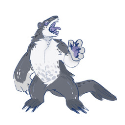 ambiguous_gender arm_tuft black_spots crotch_tuft featureless_crotch front_view fur glistening glistening_eyes grey_body grey_fur grey_spots grey_tail markings neck_tuft open_mouth purple_tongue semi-anthro sharp_teeth shoulder_tuft simple_background solo spots spotted_body spotted_fur spotted_markings spotted_tail standing tail tail_markings teeth tongue tuft unsigned white_background white_body white_fur wide_stance asnnonaka mammal species_request 1:1 full-length_portrait hi_res portrait