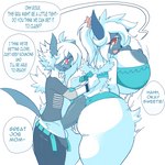 1:1 absol absurd_res age_difference anthro areola big_breasts big_penis bodily_fluids borky-draws breasts clothed clothing digital_media_(artwork) duo english_text erection fan_character female fur generation_3_pokemon genitals grey_areola grey_nipples hi_res huge_breasts huge_penis incest_(lore) male male/female maliqeth_apocrypha mother_(lore) mother_and_child_(lore) mother_and_son_(lore) nintendo nipples parent_(lore) parent_and_child_(lore) parent_and_son_(lore) partially_clothed penis pokemon pokemon_(species) pussy red_eyes roux_apocrypha simple_background son_(lore) text white_body white_fur