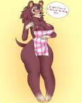 4:5 animal_crossing anthro apron apron_only barely_visible_genitalia barely_visible_pussy blush bodily_fluids breasts brown_body brown_eyes brown_fur clothing dialogue english_text erect_nipples eulipotyphlan female freckles fur genitals hedgehog hi_res kiwifeline looking_at_viewer mammal mostly_nude nintendo nipples pussy sable_able simple_background solo sweat text tight_clothing undressing unsure