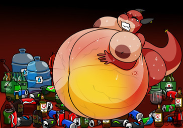 5_fingers accessory anthro areola belly belly_blush belly_expansion belly_inflation beverage beverage_bottle beverage_can big_belly big_breasts big_butt black_eyes bladder_bulge bladder_inflation blush bodily_fluids body_blush bottle breasts butt clenched_teeth close_to_bursting container cross-popping_vein desperation excessive_sweat expansion eyes_closed feet female fingers full_bladder furgonomic_piercing furgonomics genital_fluids gradient_background hand_on_belly hand_on_own_belly horn horn_piercing huge_belly huge_breasts hyper hyper_belly hyper_omorashi inflation jewelry linea_nigra navel nipples obese omorashi overweight overweight_female pain piercing red_background red_body ring simple_background soda soda_bottle solo straining stretch_marks sweat tail tail_accessory tail_jewelry tail_ring tan_body tapering_tail tears teeth thick_tail urine veiny_belly water_jug eggrollsushi titanicmann28 titan_(titanicmann28) reptile scalie