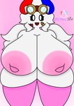 anthro areola bandage big_breasts black_eyes breasts clothing female huge_breasts hyper hyper_breasts legwear nipples pink_areola pupils solo stockings white_body white_pupils wings novice_sfw nintendo pokemon elizabeth_(novice_sfw) generation_4_pokemon pokemon_(species) togekiss hi_res