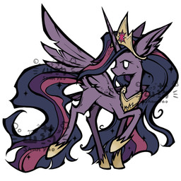 crown ear_tuft eye_bags female feral headgear horn looking_back no_pupils regalia simple_background solo tuft wings leishanyao friendship_is_magic hasbro my_little_pony mythology queen_twilight_(mlp) twilight_sparkle_(mlp) equid equine mammal mythological_creature mythological_equine winged_unicorn 1:1 absurd_res hi_res