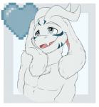 anthro heart_symbol horn long_ears male nude smile solo bubble_kitten17 undertale undertale_(series) fan_character pancakes_(biofreak) boss_monster_(undertale) bovid caprine mammal hi_res portrait