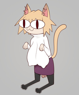 4_fingers 4_toes :3 balls blonde_hair body_hair bottomwear breasts chibi claws clothed clothing feet finger_claws fingers genitals grey_background gynomorph hair hairy_balls inner_ear_fluff intersex nipple_outline sagging_breasts simple_background skirt solo sweater toes topwear tuft turtleneck what derek_hetrick tsukihime type-moon neco-arc animal_humanoid cat_humanoid felid felid_humanoid feline feline_humanoid humanoid mammal mammal_humanoid 2023 5:6 censored