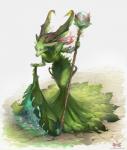 5_fingers anthro breasts detailed_background female fingers hair holding_object holding_staff non-mammal_breasts plant solo staff standing text alectorfencer canid canine elemental_creature flora_fauna mammal 2019 digital_media_(artwork) hi_res url