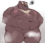 12beat13 2023 absurd_res anthro balls bear belly big_belly black_nose english_text eyes_closed eyewear genitals glasses hi_res kemono male mammal moobs musk navel nipples overweight overweight_male penis pubes small_penis solo text