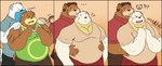 anthro bottomwear brown_body brown_fur clothing duo fur hug hugging_another hugging_from_behind humanoid_hands male male/male overweight overweight_male pants shirt topwear white_body white_fur alfredblaze nintendo pokemon arti_(alfredblaze) chuck_(alfredblaze) hank_(alfredblaze) ursi_(alfredblaze) american_black_bear bear beartic black_bear generation_2_pokemon generation_5_pokemon kermode_bear mammal pokemon_(species) ursaring ursine 2020 comic