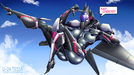 aircraft airplane anthro back_wings black_body breasts butt cloud cockpit featureless_breasts featureless_crotch female fin flying jet jet_engine machine metallic_body not_furry nude nude_anthro nude_female outside red_eyes sky skyscape solo thick_thighs u-2 vehicle wings gun-modoki aeromorph living_aircraft living_machine living_vehicle absurd_res digital_media_(artwork) hi_res