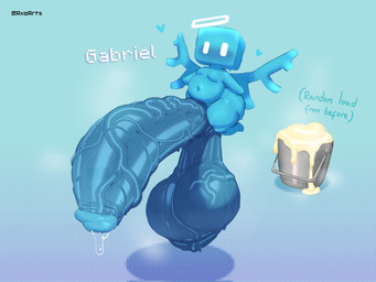 balls big_balls big_butt big_penis blue_body blue_wings blush bodily_fluids bucket butt container cum cum_in_bucket cum_in_container flying genital_fluids genitals glans halo heart_symbol huge_balls huge_penis humanoid_genitalia humanoid_penis hyper hyper_balls hyper_genitalia hyper_penis male male_humanoid moobs musk penis precum slightly_chubby small_but_hung solo sweat text thick_thighs three-quarter_view vein veiny_balls veiny_penis white_eyes wings axoarts microsoft minecraft mojang xbox_game_studios gabriel_(axoarts) allay fairy humanoid winged_humanoid 2026 artist_name character_name digital_media_(artwork) hi_res