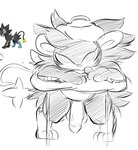 balls erection feral genitals looking_at_viewer male penis simple_background solo white_background superbinario nintendo pokemon generation_4_pokemon luxray pokemon_(species) hi_res monochrome sketch