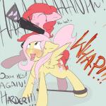 1:1 2013 bdsm better_version_at_source blue_eyes blush bondage bound butt_slap cutie_mark dialogue dominant dominant_female duo earth_pony english_text equid equine feathered_wings feathers female feral fluttershy_(mlp) friendship_is_magic fur hair hasbro hi_res horse long_hair mammal mistress my_little_pony mythological_creature mythological_equine mythology open_mouth pegasus pink_body pink_fur pink_hair pinkie_pie_(mlp) pony restraints simple_background slap spanking spread_legs spreader_bar spreading tesslashy text tongue wings yellow_body yellow_feathers yellow_fur