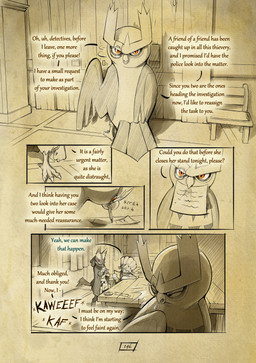 anthro biped cloak clothing dialogue eyewear feet female feral furniture group hand_spike inside male monocle open_mouth orange_eyes page_number paper spikes spikes_(anatomy) table tail talons text toes trio writing_on_paper truescorn nintendo pokemon pokemon_mystery_dungeon shadows_for_hire spike_chunsoft asche_(truescorn) clarity_(truescorn) orchid_(truescorn) generation_2_pokemon generation_4_pokemon lucario noctowl pokemon_(species) weavile 2025 comic english_text hi_res