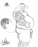 anthro asian_clothing belly bulge butt clothing east_asian_clothing fundoshi humanoid_hands japanese_clothing male overweight overweight_anthro overweight_male simple_background solo tattoo underwear white_background deadanthro lifewonders tokyo_afterschool_summoners gyobu_(tas) canid canine mammal raccoon_dog tanuki 2019 hi_res monochrome sketch