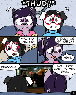 adolescent anthro electronics eyewear fur furniture glasses hair sofa television text young pokefound da_silva violet_(pokefound) wendy_(pokefound) bat border_collie canid canine canis collie domestic_dog herding_dog mammal megabat pastoral_dog sheepdog 4:5 comic english_text hi_res daughter_(lore) mother_(lore) mother_and_child_(lore) mother_and_daughter_(lore) parent_(lore) parent_and_child_(lore) parent_and_daughter_(lore)