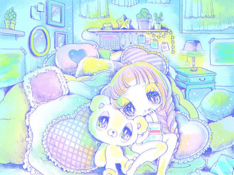 ambiguous_gender anthro bangs casual_nudity duo eyelashes female fur glistening glistening_eyes hair kemono looking_at_viewer nude sparkles white_body white_fur yurie_sekiya bear human mammal