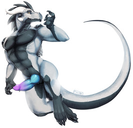 abs anthro black_body blue_penis countershading erection genitals gradient_penis grey_body horn knot knotted_penis looking_at_viewer male male_anthro muscular muscular_anthro muscular_male nude nude_anthro nude_male orange_eyes pecs penis purple_penis reverse_countershading simple_background solo tail teeth vein veiny_penis white_background i-psilone mythology wandy dragon mythological_creature mythological_scalie scalie 2019 hi_res