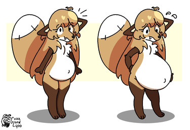 anthro belly big_belly female fur hair orange_body orange_fur pregnant pregnant_anthro pregnant_female solo conditional_dnp guzzlord420 averi_(fiddleafox) canid canine fox mammal red_fox true_fox aliasing digital_media_(artwork)