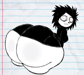 alternative_fashion animal_nose anthro big_butt big_eyes black_clothing black_hair bottom_heavy breasts butt clenched_teeth clothed clothing disgusted_expression dress eyelashes female female_anthro furrowed_eyebrows goth hair huge_butt huge_hips huge_thighs hyper hyper_butt looking_back medium_breasts messy_hair no_underwear open_mouth presenting presenting_hindquarters rear_view solo spiky_hair teeth thick_thighs white_body wide_hips skullvert i_can't_sleep_(youtube) nia_(i_can't_sleep) ambiguous_species animal_humanoid humanoid mammal 2026 digital_drawing_(artwork) digital_media_(artwork)