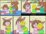 2011 4:3 anthro babystar biped blush bottomwear clean_diaper clothed clothing comic detailed_background dialogue diaper digital_media_(artwork) duo english_text eyes_closed fully_clothed fur gemma_polson giggling green_clothing green_shirt green_t-shirt green_topwear hair heart_reaction heart_symbol laugh male mammal monotone_bottomwear monotone_clothing monotone_shirt monotone_shorts monotone_t-shirt monotone_topwear multi_heart_reaction onomatopoeia pink_clothing pink_shirt pink_t-shirt pink_topwear plushie rodent sciurid shirt shorts sound_effects standing t-shirt text topwear tree_squirrel vocalization vowelless vowelless_vocalization wearing_diaper young young_anthro zeezee_murdock