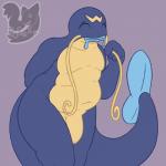 1:1 anthro anthrofied barbel_(anatomy) belly blue_body blue_skin catfish eyes_closed fish flaccid foreskin generation_3_pokemon genitals hi_res humanoid_genitalia humanoid_penis long_foreskin male marine navel nintendo nude overweight overweight_anthro overweight_male penis pokemon pokemon_(species) posexe simple_background slightly_chubby smile solo standing thick_thighs watermark whiscash wide_hips yellow_body yellow_penis yellow_skin