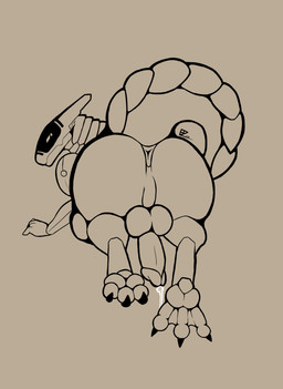 anthro anus backsack balls bodily_fluids dripping feet foot_focus genital_fluids genitals kneeling machine male penis precum presenting raised_tail simple_background solo tail tail_anus thick_tail parazyte666 android robot synth_(vader-san) absurd_res digital_drawing_(artwork) digital_media_(artwork) hi_res line_art signature