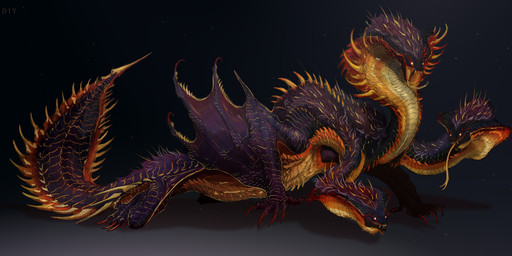 3_heads all_fours ambiguous_gender back_spines claws countershade_torso countershading feral forked_tongue long_neck membrane_(anatomy) membranous_wings multi_head open_mouth quadruped scales simple_background solo spines tail_spines teeth tongue ventral_scales wing_spines winged_arms wings yellow_body yellow_countershading ridiy mythology dragon mythological_creature mythological_scalie scalie absurd_res digital_media_(artwork) hi_res