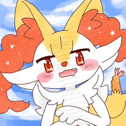 ambiguous_anthro ambiguous_gender anthro biped blush bodily_fluids cloud cute_fangs drooling fangs food front_view looking_at_viewer object_in_tail open_:3 open_mouth open_smile saliva shrimp_(food) sky smile snout solo standing tail teeth annyui0611 nintendo pokemon braixen canid generation_6_pokemon mammal pokemon_(species) 1:1 2022 bust_portrait digital_drawing_(artwork) digital_media_(artwork) japanese_description portrait translated_description