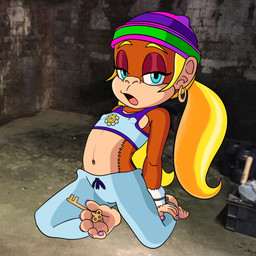 anthro bdsm blue_eyes bondage bound cuff_(restraint) ear_piercing ear_ring female flat_chested handcuffed handcuffs key metal_cuffs nipple_outline photo_background piercing restraints ring_piercing solo twintails_(hairstyle) nintyfresh donkey_kong_(series) nintendo tiny_kong ape chimpanzee haplorhine kong mammal pan_(genus) primate 1:1 hi_res photography_(artwork)