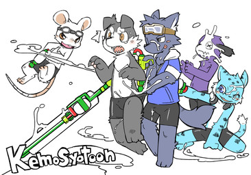 anthro barefoot bodily_fluids buckteeth clothing crouching electronics fangs feet fur grey_body grey_fur group headphones hoodie kemono male open_mouth pawpads shota simple_background smug surprised tears teeth tongue topwear toy toy_gun water_gun white_background white_body white_fur young young_anthro young_male pizademokttero canid canine canis domestic_cat domestic_dog felid feline felis mammal mouse murid murine rodent wolf 2015 hi_res