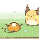 1:1 2016 ambiguous_gender dedenne duo ellipsis generation_1_pokemon generation_6_pokemon japanese_text low_res nintendo outside pokemon pokemon_(species) raichu rairai-no26-chu text translation_request