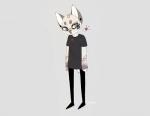 3_eyes ambiguous_gender anthro bald band-aid bandage clothed clothing ear_piercing grey_background multi_eye piercing simple_background solo standing franciscassidy felid mammal digital_media_(artwork)