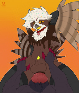 anal anal_penetration animal_genitalia animal_penis anthro anus arm_warmers armpit_fetish armpit_play armwear balls beak big_balls big_butt big_penis butt butt_grab canine_genitalia canine_penis claws clothing collar cowgirl_position duo erection feathers femboy food from_front_position genitals hand_on_butt hand_on_hip hand_on_leg hand_on_thigh legwear licking licking_lips looking_down lying male male/male multicolored_penis muscular on_back on_bottom on_top penetration penile penile_penetration penis penis_tip sex sheath spread_butt spreading tail thigh_highs tongue tongue_out transformation cutefckngbunny nintendo pokemon ceilo_(wafflezcol) avian bird food_creature generation_5_pokemon owl pokemon_(species) pulsatrix spectacled_owl true_owl zoroark hi_res