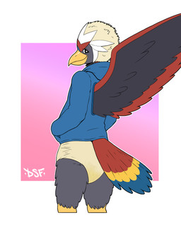 abstract_background anthro back_wings beak black_eyeliner black_eyes black_makeup blue_cere blue_clothing blue_hoodie blue_tail blue_tail_feathers blue_tail_tip blue_topwear bodily_fluids bottomless bottomless_anthro bottomless_male butt cere_(anatomy) closed_smile cloth_diaper clothed clothing confident confident_male diaper diaper_fetish dipstick_tail eyelashes eyeliner fan_tail feather_hair feather_tuft feathered_crest feathered_wings feathers full_diaper genital_fluids glistening glistening_beak glistening_eyes gradient_background grey_body grey_butt grey_face grey_feathers grey_legs grey_neck grey_wings hand_in_pocket head_crest hood_down hoodie logo looking_at_viewer looking_back looking_back_at_viewer makeup male markings mouth_closed multicolored_body multicolored_crest multicolored_face multicolored_feathers multicolored_legs multicolored_neck multicolored_tail multicolored_tail_feathers multicolored_wings pantsless pantsless_anthro pantsless_male pink_background pockets pokemorph pseudo_hair pupils purple_background rear_view red_back red_body red_feathered_crest red_feathers red_neck red_tail red_tail_feathers red_wings scuted_legs scutes simple_background smile smiling_at_viewer solo swollen_diaper tail tail_feathers tail_markings tan_diaper tan_feather_hair tan_pseudo_hair topwear tuft unclean_diaper urine used_diaper using_diaper watersports wearing_diaper wet_diaper white_background white_feathered_crest white_pupils white_sclera wings yellow_beak yellow_legs yellow_scutes yellow_tail yellow_tail_feathers darksidefighter nintendo pokemon fan_character nado_soarian accipitrid accipitriform avian bird braviary generation_5_pokemon pokemon_(species) artist_logo colored digital_drawing_(artwork) digital_media_(artwork) hi_res portrait three-quarter_portrait