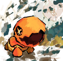 abstract_background ambiguous_feral ambiguous_gender big_head featureless_limbs feral happy jagged_mouth open_mouth orange_body painterly quadruped round_head solo star_eyes three-quarter_view petday nintendo pokemon generation_3_pokemon pokemon_(species) trapinch 2022 absurd_res full-length_portrait hi_res portrait