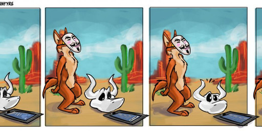 2_horns 3_toes 4_fingers animal_skull anthro arm_tuft athletic athletic_anthro athletic_male belly biped black_eyes black_sclera blue_sky bone bovid_horn bovine_horn brown_body brown_fur bull_horn cactus canyon casual_nudity cheek_tuft chest_tuft cloud cloudy_sky confusion curling_tail desert detailed_background dialogue duo elbow_tuft facial_tuft feet fingers fur grass guy_fawkes_mask horn humanoid_hands humor knee_tuft leg_tuft lines_drawn looking_at_tablet male mask multicolored_body multicolored_fur nude open_mouth outside painted_background paws pecs plant plantigrade pupils realization sand shadow shoulder_tuft skeleton skull sky social_nudity speech_bubble standing standing_behind tablet tail talking_to_another tan_belly tan_body tan_chest tan_fur text three-quarter_view title toes toony trickster tuft two_tone_body two_tone_fur wearing_mask white_pupils wide_hips yellow_sclera stevethedragon coyoteville ed_(coyoteville) guy_fawkes sean_o'desse animated_skeleton bovid bovine canid canine canis cattle coyote mammal undead 2013 artist_name colored comic detailed digital_drawing_(artwork) digital_media_(artwork) english_text krita_(artwork) meme shaded sketch