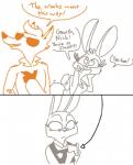 anthro buckteeth clothing dialogue duo eyewear female humor male police police_uniform reading shocked sunglasses teeth text tijuana_bible uniform the_weaver disney zootopia judy_hopps nick_wilde canid canine fox lagomorph leporid mammal rabbit red_fox true_fox comic digital_drawing_(artwork) digital_media_(artwork) english_text