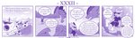 4koma ambiguous_gender anthro base_one_layout braver_(vavacung) clothing comic dialogue disaster_dragon dragon duo english_text feral four_frame_image hi_res kobold mask melee_weapon monochrome mythological_creature mythological_scalie mythology one_row_layout purple_theme scalie speech_bubble tail text vavacung weapon wings