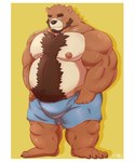 anthro belly big_belly border brown_body brown_fur bulge clothing fur kemono male moobs nipples overweight overweight_male simple_background solo underwear white_border hfengfffff bear mammal 2023 5:6 hi_res