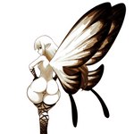 airy_(bravely_default) armwear back_boob bedroom_eyes big_butt bravely_default breasts butt butt_pose clothing fairy female genitals hair hand_on_hip hi_res humanoid humanoid_pointy_ears insect_wings jadf leggings legwear lepidopteran_wings long_hair looking_at_viewer looking_back mostly_nude multicolored_hair narrowed_eyes nude pose pussy rear_view seductive silicon_studio simple_background smile solo straight_hair thick_thighs thigh_gap thigh_highs two_tone_hair white_background white_body white_hair white_skin wide_hips wings