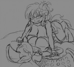 anthro anthrofied bed big_breasts breasts dildo duo equine female holding horse looking_at_viewer mammal mohawk monochrome my_little_pony original_character pony sex_toy sketch smile tongue tongue_out wazzart zebra
Rating: Explicit
Score: 2
User: Ryuzaki_Izawa
Date: January 17, 2014