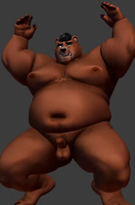 anthro balls bouncing_penis brown_body brown_fur crouching flaccid foreskin fur genitals grey_background humanoid_genitalia humanoid_penis male male_focus moobs navel nipples nude overweight overweight_male penis simple_background solo squats unretracted_foreskin oaks16 bear mammal 3d_(artwork) 3d_animation animated digital_media_(artwork) no_sound short_playtime webm