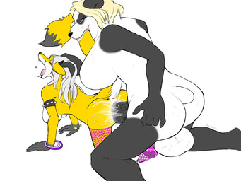 <3 balls bear big_balls big_breasts big_penis bite blonde_hair blue_eyes breasts butt canine cum cum_in_pussy cum_inside dickgirl erection fangs female fishnet fox hair head_grab intersex jade mammal nude panda penetration penis plain_background pussy raven_(artist) sex stockings vaginal vaginal_penetration vein veiny_penis white_background white_hair whitekitten
Rating: Explicit
Score: 10
User: Peekaboo
Date: November 04, 2013