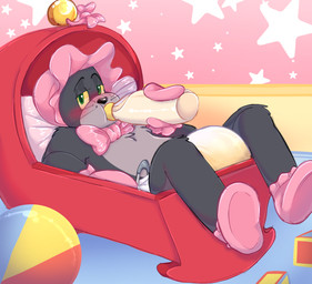 abdl adult_baby ageplay anthro arm_tuft baby_bottle baby_toy baby_toys babying ball baseboard bed bedroom_eyes bell beverage black_eyebrows black_nose block blue_floor blush bodily_fluids bonnet booties bottle bow_(feature) bow_ribbon chest_tuft cloth_diaper clothed clothing container cradle detailed_background diaper diaper_fetish drinking drinking_milk eyebrows floor full_diaper fur fur_tuft furniture genital_fluids glistening glistening_ball glistening_bell glistening_bottle glistening_bow glistening_container glistening_diaper glistening_eyes glistening_nose glistening_pillow glistening_ribbon glistening_safety_pin glistening_toy green_eyes grey_arms grey_body grey_face grey_fur grey_legs grey_safety_pin grey_snout grey_tuft handwear headgear headwear holding_baby_bottle holding_bottle holding_container holding_object infantilism inside jingle_bell knee_tuft leg_tuft legs_over_edge looking_at_viewer lying lying_on_bed male milk milk_bottle milk_container mittens narrowed_eyes on_bed pillow pink_bed pink_bedding pink_bonnet pink_booties pink_bow pink_clothing pink_handwear pink_mittens pink_pillow pink_ribbon pink_wall raised_eyebrows red_cradle ribbons roleplay safety_pin satisfaction satisfied satisfied_look seductive shoulder_tuft solo star_(shape) star_pattern toy tuft unclean_diaper urine used_diaper using_diaper wall_(structure) wallpaper_(decoration) watersports wearing_diaper wet_diaper whisker_spots whiskers white_diaper white_star yellow_sclera yellow_wall raindristashka metro-goldwyn-mayer tom_and_jerry thomas_cat domestic_cat felid feline felis mammal colored colored_sketch digital_drawing_(artwork) digital_media_(artwork) hi_res sketch