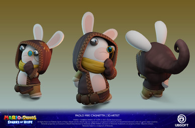 anthro arms_bent belt belt_pouch black_eyelids blue_eyes bottomwear brown_background brown_bottomwear brown_clothing brown_handwear brown_mittens brown_pants closed_frown clothed clothed_anthro clothed_male clothing copyright_symbol eyewear frown fully_clothed fully_clothed_anthro fully_clothed_male fur gradient_background half-closed_eyes hand_behind_back handwear hoodie light logo long_ears male male_anthro mitten_hands mittens monocle mouth_closed multicolored_body narrowed_eyes noseless open_clothing open_hoodie open_topwear pants rope rope_belt scarf short_legs simple_background solo standing symbol tan_body tan_inner_ear tan_skin text topwear two_tone_body white_body white_fur year yellow_scarf paolo_miki_cagnetta mario_plus_rabbids_sparks_of_hope nintendo raving_rabbids rayman_(series) ubisoft gerspard lagomorph mammal rabbid 2023 3d_(artwork) adobe_photoshop_(artwork) artist_name autodesk_maya_(artwork) blender_(artwork) crossover digital_media_(artwork) english_description english_text hi_res lighting multiple_scenes official_art portrait shaded substance_painter_(artwork) zbrush_(artwork)