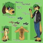 anthro collar eyewear feral glasses green_hair hair male scar solo text coldheartedhero marcus_techkat herpestid mammal meerkat 1:1 2015 english_text hi_res model_sheet