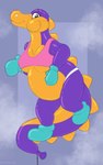 balloon belly big_belly breasts clothed clothing floating inflatable non-mammal_breasts outside purple_body solo spines toony under_boob symrea animate_inanimate crocodile crocodilian living_inflatable reptile scalie 5:8 hi_res sketch