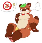 anthro asian_clothing belly canid canine clothed clothing east_asian_clothing fur headgear headwear hi_res japanese_clothing kemono leaf male mammal navel partially_clothed raccoon_dog red_eyes sdscrib solo tanuki underwear